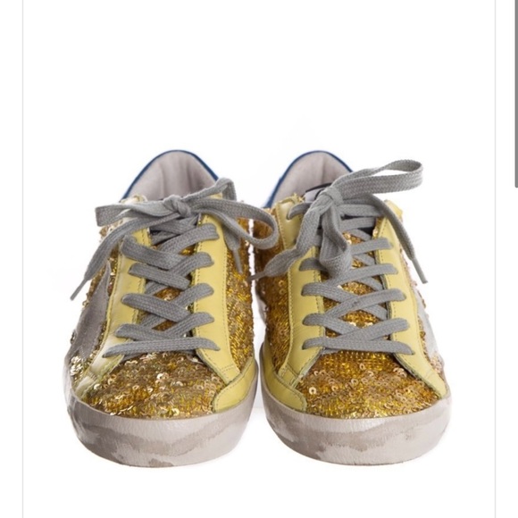 Sequin GOLDEN GOOSE yellow Sneakers size 8 - Picture 2 of 3